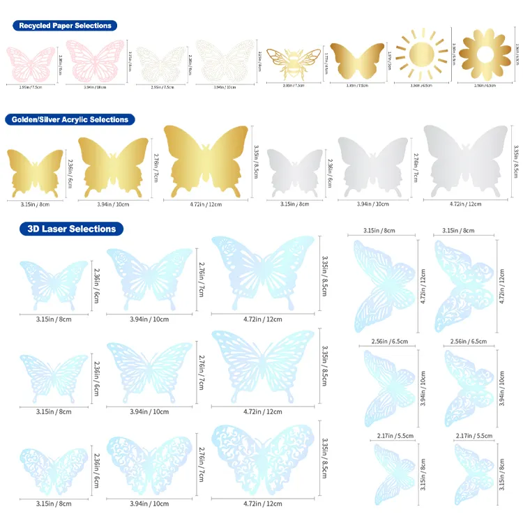 Butterfly 3D Stickers Butterfly Wall Stickers Crystal Removable Butterflies Decorations Murals For Cake Party Window Crafts