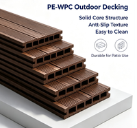 Revêtement de terrasse en composite bois-plastique (WPC) PE solide haute densité pour projets commerciaux extérieurs de villas et d'hôtels