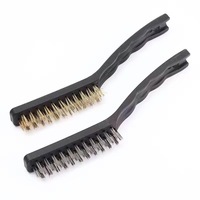 Ensemble de 2 brosses métalliques de 9' avec manche en plastique, poils en cuivre et en acier inoxydable pour le nettoyage