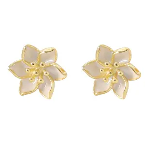 Bán Buôn Dubai Vàng Đồ Trang Sức Hoa Stud Earrings Phụ Nữ Jewelry Earring 925 Studs