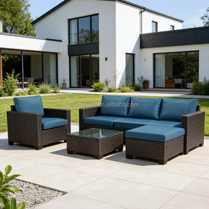 Sofás de Mimbre para Exteriores Económicos, Juego de Muebles de Jardín de Mimbre y Ratán con Cojines Impermeables - Product Image 2