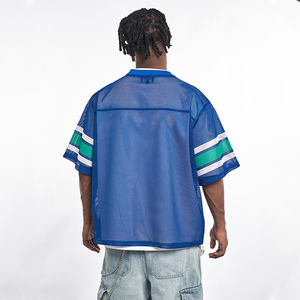 Camiseta de Hombre de Algodón Pesado de Alta Calidad, Estilo Urbano, Corte Holgado, Cuello en V, Manga Corta, Transpirable, Estilo Fútbol - Product Image 2