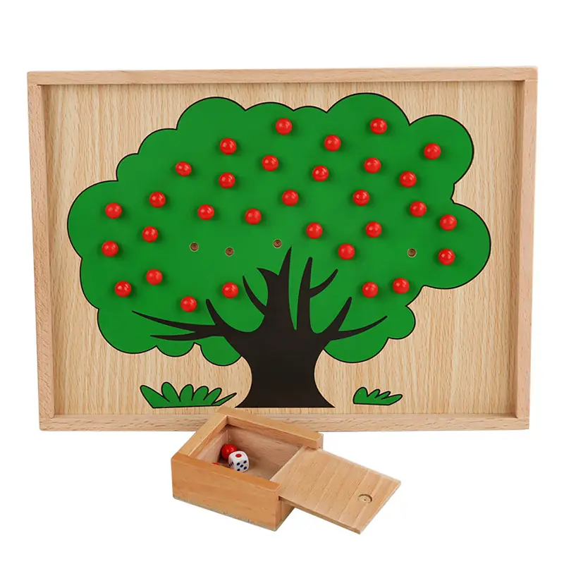 Enfants hêtre en bois mathématiques pommier jeu Montessori éducatif ongles choisir une pomme mathématiques comptage aides pédagogiques jouets pour les enfants