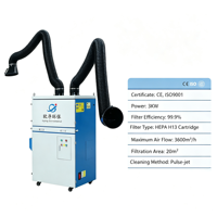 Extractor de Humo Industrial de Doble Brazo de Succión, Colector de Humo Portátil con Cartucho de Filtro, Adecuado para Soldadura Robótica