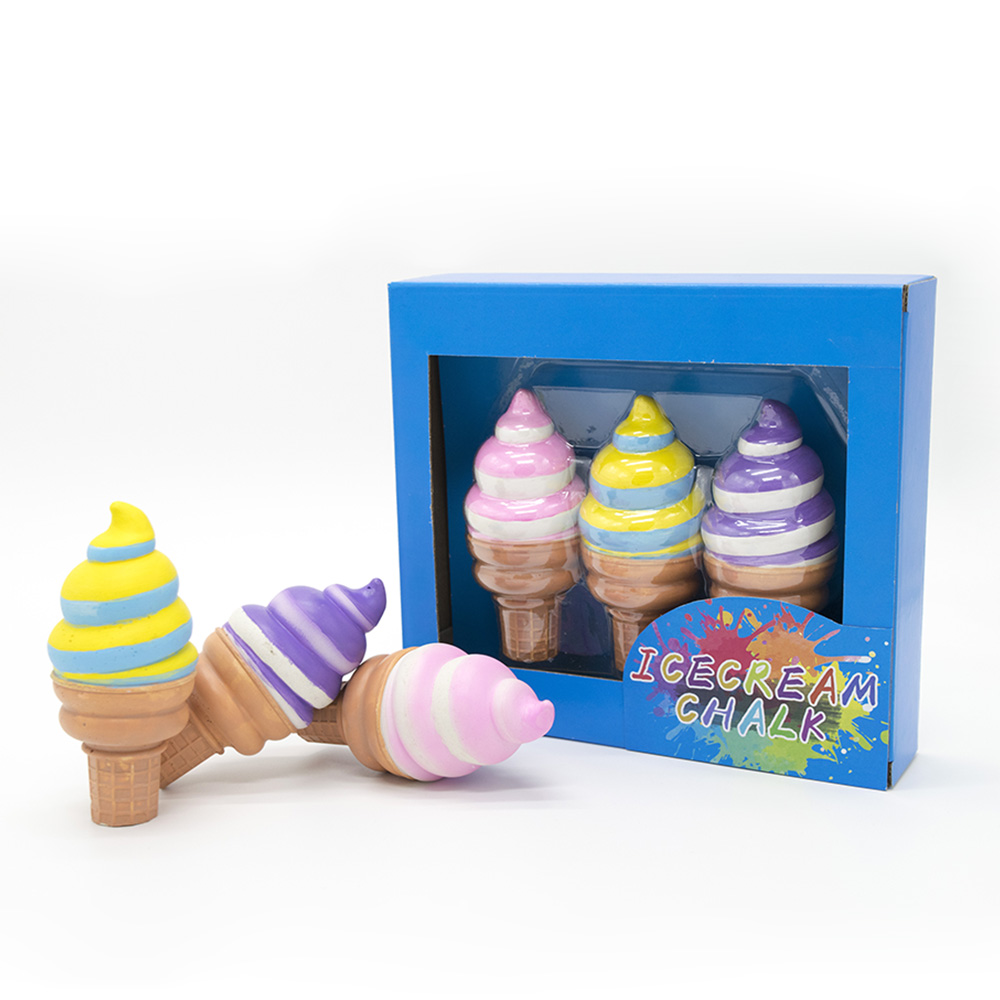 3 шт. мел в форме мороженого без пыли разных цветов