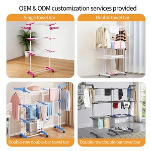 Stendibiancheria Pieghevole in Metallo Personalizzabile e Regolabile, Porta Asciugamani a 3 Livelli, Appendiabiti Verticale Mobile - Product Image 4