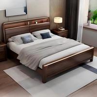 Lit de mariage haut de gamme en bois massif de style chinois, 1,8 m, double, 1,5 m d'épaisseur, avec rangement, design moderne et doux pour la chambre principale