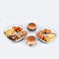 Offre Spéciale en plastique transparent PET Transparent Blister à clapet à emporter jetable boîte d'emballage alimentaire carré Hamburger conteneurs