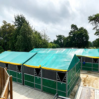 Abri pour chevaux portable anti-rouille, structure en acier galvanisé à chaud, toit en toile, revêtement en HDPE, abri extérieur pour chevaux
