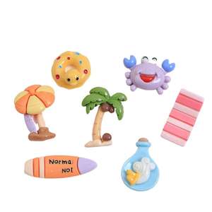 인기있는 디자인 미니어처 게 코코넛 나무 수지 액세서리 오리 수영 반지 수지 공예 만화 수지 장식 매력 - Product Image 5