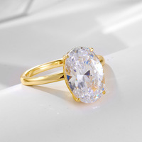 SPJ Tendance Direct Usine Ensemble de bagues en argent sterling 925 avec zircone 5A taille ovale 8*12mm 5.5ct, Bague de fiançailles et alliance pour femme