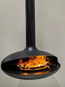 Cheminée suspendue au bio-éthanol Hôtel <span class=keywords><strong>Alcool</strong></span> Intérieur Salon Poêle suspendu noir mat Fixation murale Véritable Feu Ethanol Carburant - Product Image 3