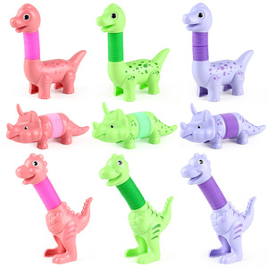 Jincan Wholesale Creative Fun <strong>Poptube</strong> DIY Telescopic Tube Variable Dinosaur Shape Puzzle Decompression Stretching Toys Children - Product Image 4