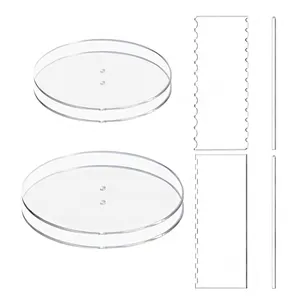 Custom Round Clear Acrylic Discs Cake Decorating With Dowel Acrylic Cake Disc With Scraper For Cake Making