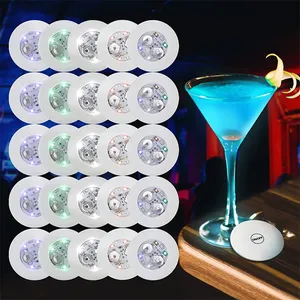 60mm LED Coaster Glow Bottle Light Stickers Bright Xmas Nightclub Bar Party Vase Decor Battery Powered Drink Cup Mat