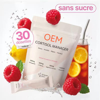 Mélange pour boisson au citron et framboise Cortisol Manager, complément alimentaire pour le fitness et l'exercice, avec Ashwagandha et Glycinate de Magnésium
