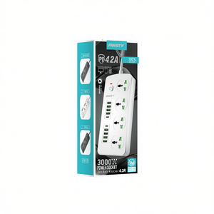 Prise intelligente Ansty EXK-05 3000W avec interrupteur, 4 prises, 8 USB et 2 ports Type C, câble de 3 m, blanc, multi-adaptateur - Product Image 3
