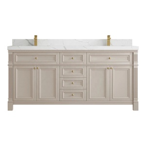 Tradizionale americano doppio lavabo da bagno Beige Set di lusso Freestanding armadietto <span class=keywords><strong>con</strong></span> <span class=keywords><strong>specchio</strong></span> classico stile europeo Shaker - Product Image 5