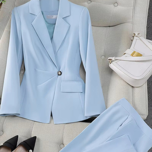 Ensemble Tailleur Femme Chic de Bureau pour <span class=keywords><strong>Entretien</strong></span>, Blazer et Pantalon Haut de Gamme, Veste de Carrière et Pantalon à Un Bouton - Product Image 1