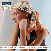 Foulard en soie sergé personnalisé 2026 de 90 cm, 14 Momme, en soie de mûrier, bord roulé à la main, bandana personnalisable pour femme, faible MOQ