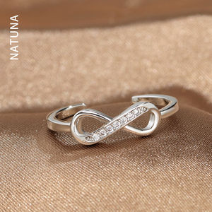 Natuna Infinity Jewelry Bague décontractée en argent sterling 925 plaqué zircon Bague de luxe Bague ajustable en argent sterling 925 - Product Image 1