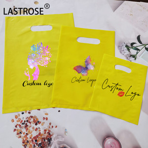 Recyclable Pink Small Handle Shopping Bag Cute Custom LOGO Printing Die Cut Plastic Tote Bag with Handle Plastic Shopping Bag