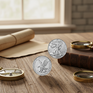 เหรียญโลหะลายธงชาติอเมริกันและนกอินทรี สไตล์คลาสสิก ของที่ระลึกสำหรับตั้งโชว์ - Product Image 5