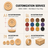 Botones de Costura de Madera Natural con Grabado Láser de Logotipo Personalizado para Camisas y Suéteres de Hombre, Múltiples Tamaños, Suministros para Manualidades, Venta al Por Mayor, OEM, ODM