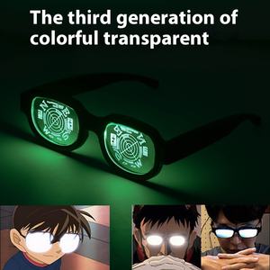 ユニセックスLED発光赤目メガネブラックPCフレームUV400レンズ面白いダンスパフォーマンスフラッシュ小道具パーソナリティ眼鏡 - Product Image 2