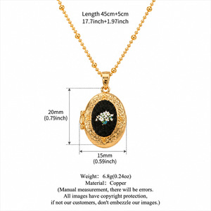Niche Vintage Dried Flower <strong>Locket</strong> Necklace, 14K <strong>Gold</strong> Frame <strong>White</strong> Floral Openable <strong>Locket</strong> Women Cross Border Necklace - Product Image 5