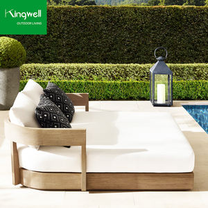 เตียงอาบแดดทรงสี่เหลี่ยมหรูหราทันสมัย ทำจากไม้สัก สำหรับใช้กลางแจ้ง โรงแรม สระว่ายน้ำ ลานบ้าน สวนสาธารณะ พร้อมเบาะรองนั่งกันรังสียูวี - Product Image 6