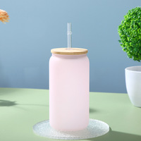 Bouteille en verre dépoli 16oz, tasse à bière, verre à eau, canette à bière avec couvercle et paille