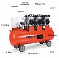Compresseur d'air à piston silencieux sans huile 4,5 kW 8 bars, alimentation CA 220V/380V, pompe à air mobile pour soufflerie, 300L, refroidi par air, prix usine