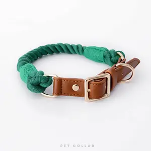 OEM/ODM Manufacturer Wholesale Hand-woven Cotton Rope Pet Collar Dog Neck Belt Medium Large Dogs