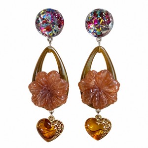 Ethnic Vintage Teardrop Flower <b>Stud</b> <b>Earrings</b> New Chinese Orange Petal Dangle <b>Earrings</b> Heart <b>Crystal</b> Pendant Women Ear Jewelry - Product Image 1