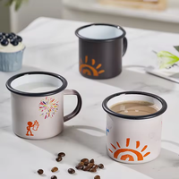 Logo personnalisé 8cm 350ml métal voyage en plein air pique-nique tasse à café Camping émail tasses à café tasse de sublimation changement de couleur tasse magique