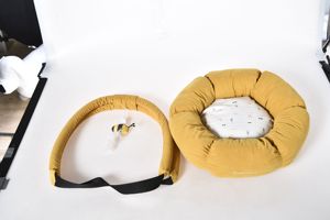 Weiches Cord-Haustierbett Rundes Katzen- und Hundebett mit Griff Niedliches Blumendesign - Product Image 6