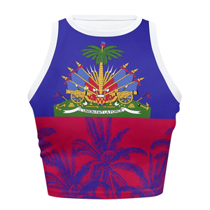 <span class=keywords><strong>Camicia</strong></span> Haiti estiva personalizzata con bandiera fiaiziana del paese dei Caraibi 2025 magliette attillate senza maniche per abbigliamento sportivo da <span class=keywords><strong>donna</strong></span> - Product Image 3