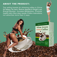 Boîte et sachet de café vert minceur instantané au goût neutre et fruité, emballé
