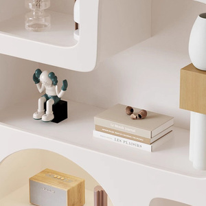 Estantería de madera blanca Almacenamiento de madera moderno Estante de libros Organizador Librería con cajón - Product Image 4