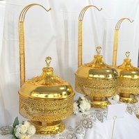 Grande capacité 8L en acier inoxydable or chauffe-plats avec couvercle de suspension nouvelle marmite pour buffet fêtes mariages chauffage au carburant en métal