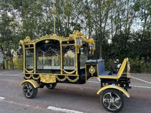 Cercueil funéraire européen populaire, chariot funéraire blanc à quatre roues - Product Image 5