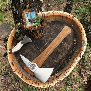 Nouvelle Hache Industrielle en Acier 5Cr13Mov, Tête Crantée HRC58-60, Manche en Bois de Palissandre Jaune Africain, Hache de Camping Extérieure Multi-Usages DIY - Product Image 3