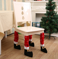 Lot de housses de pieds de table en tissu de Noël, motif fourrure, forme botte, pour décoration de table de Noël