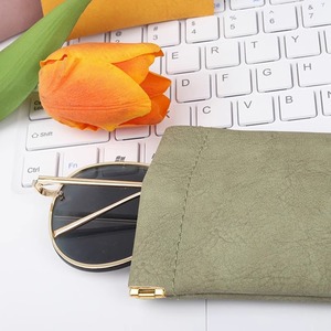 Étui à lunettes rectangulaire en tissu, sac de rangement portable pour lunettes de soleil, étui pour femme, ambre orange, rose millennial, bleu poussière, olive - Product Image 3