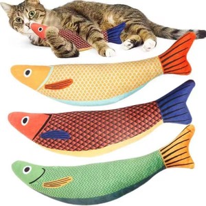 Mint <span class=keywords><strong>Fish</strong></span> Cat Toy Self-Hi Relleno Resistente a los arañazos Resistente a mordeduras Lino <span class=keywords><strong>Fish</strong></span> Stick Ecológico Explosivo Simulación Mascota - Product Image 1