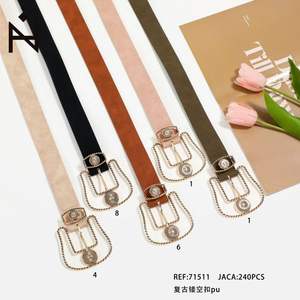 Ceinture rétro à boucle ajourée en PU de 3,8 cm pour femme, ceinture tendance - Product Image 2