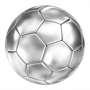 Balón de Fútbol Metálico Plateado con Acabado Cromado 3D - Product Image 1
