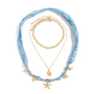 Kalung Liontin Kerang Bintang Laut Gaya Liburan Pantai, Kalung Syal Kreatif, Rantai Klavikula Berlapis, Perhiasan Pantai Modis - Product Image 5