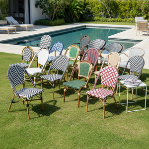 Style moderne Balcon extérieur Loisirs Chaise en rotin Dossier Simple <span class=keywords><strong>Table</strong></span> française Internet Café Ensemble de chaises Style français Imperméable - Product Image 2